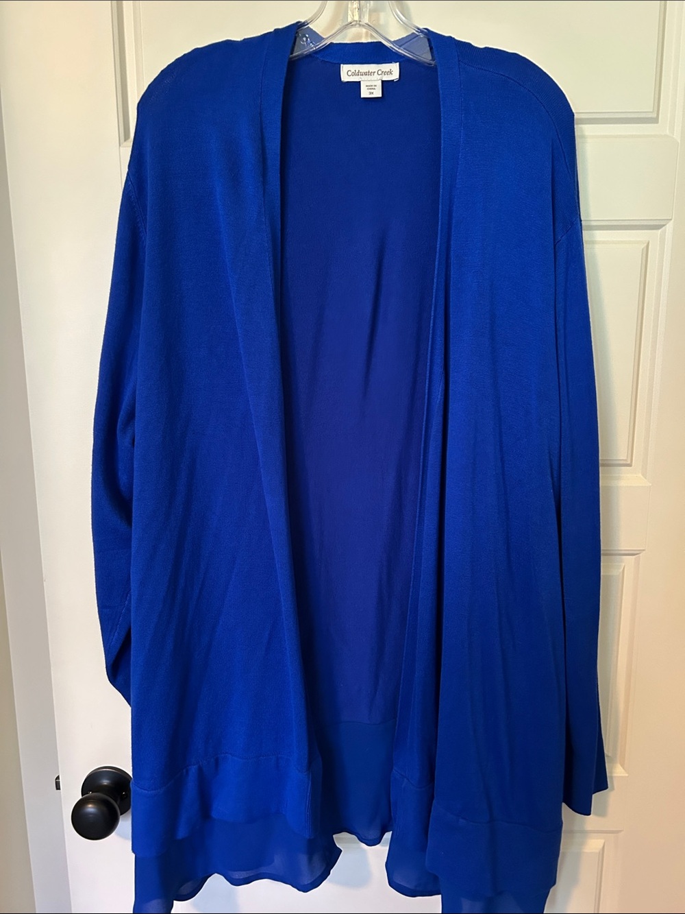 Coldwater Creek Open-Front Royal Blue Draped Cardigan